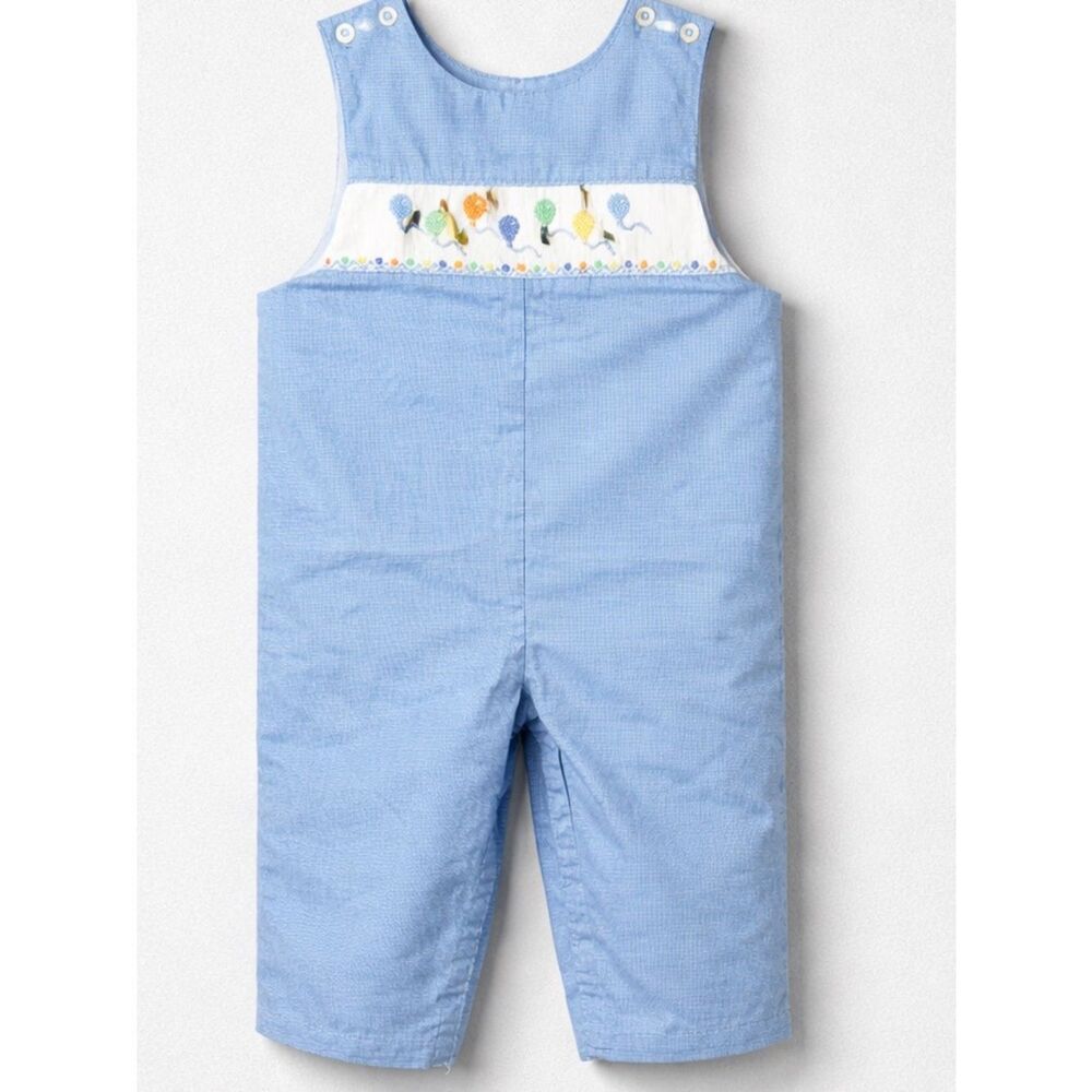 Petit Bebe blue smocked birthday balloon embroidered jumper size 18 months NWOT
